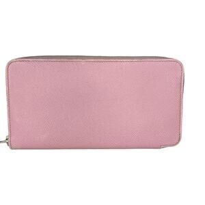 Hermès Silk-In Long Zip Wallet Rose Sakura Epsom Leather Yellow Silk France